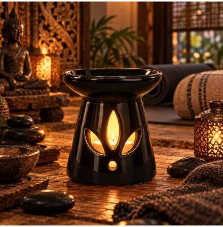Aromalampa Tower Lotus svart